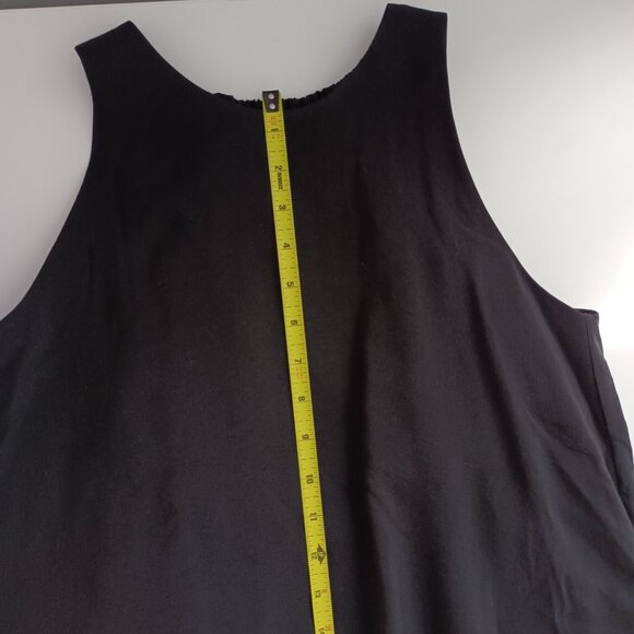 COS RACER-NECK SLEEVELESS SIDE-SEAM POCKETS MIDI BLACK MODAL-BLEND DRESS US 6 - Picture 13 of 14